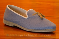 Catalogue Lin de Charente Pantoufle chaussures en lin Mocassins en lin bleu